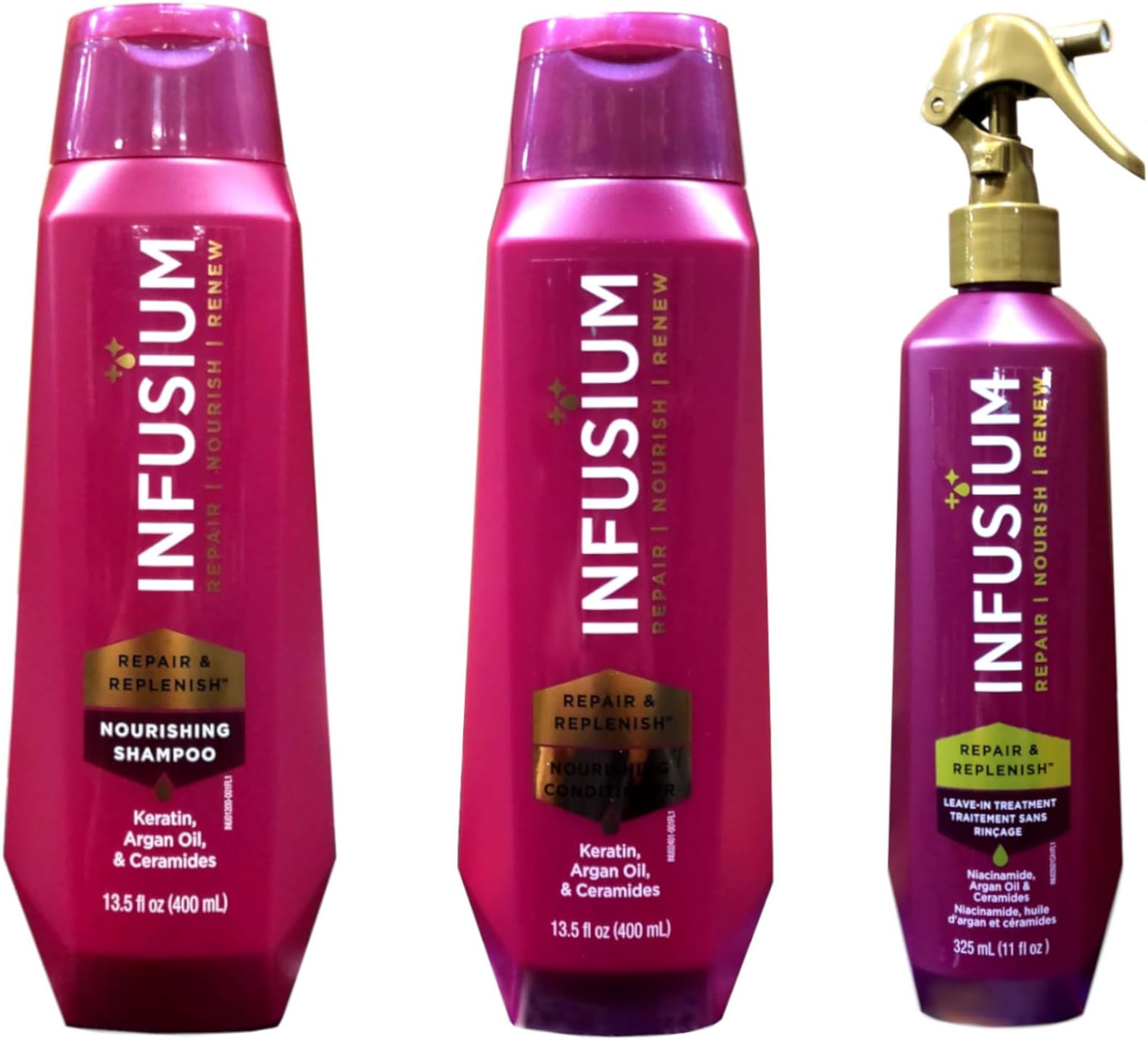 INFUSIUMMoisturize & Replenish Shampoo + Conditioner + Leave in Treatment Bundle Pack