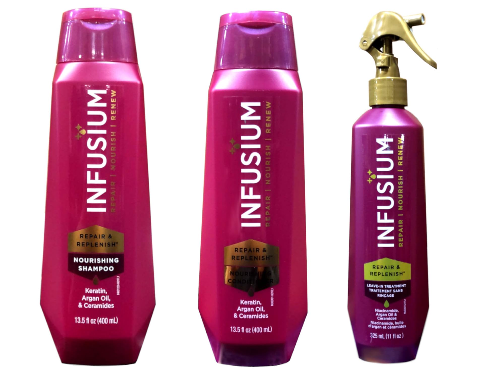 INFUSIUMMoisturize & Replenish Shampoo + Conditioner + Leave in Treatment Bundle Pack