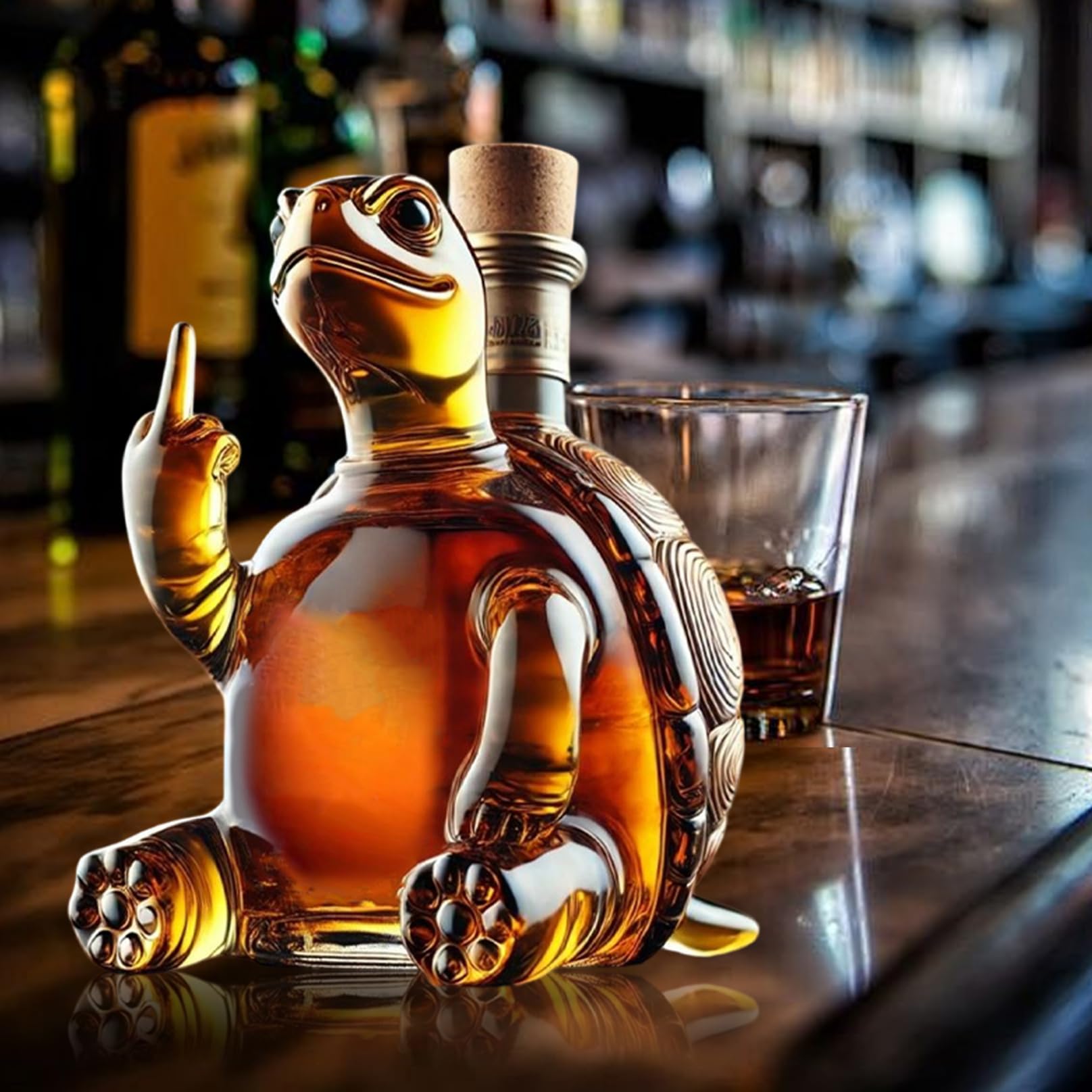 Decanter per vino tartaruga con dito medio 350 ml, decanter per whisky fiaschetta per whisky in vetro trasparente con tappo per 5, 1x5, 1x7, 1