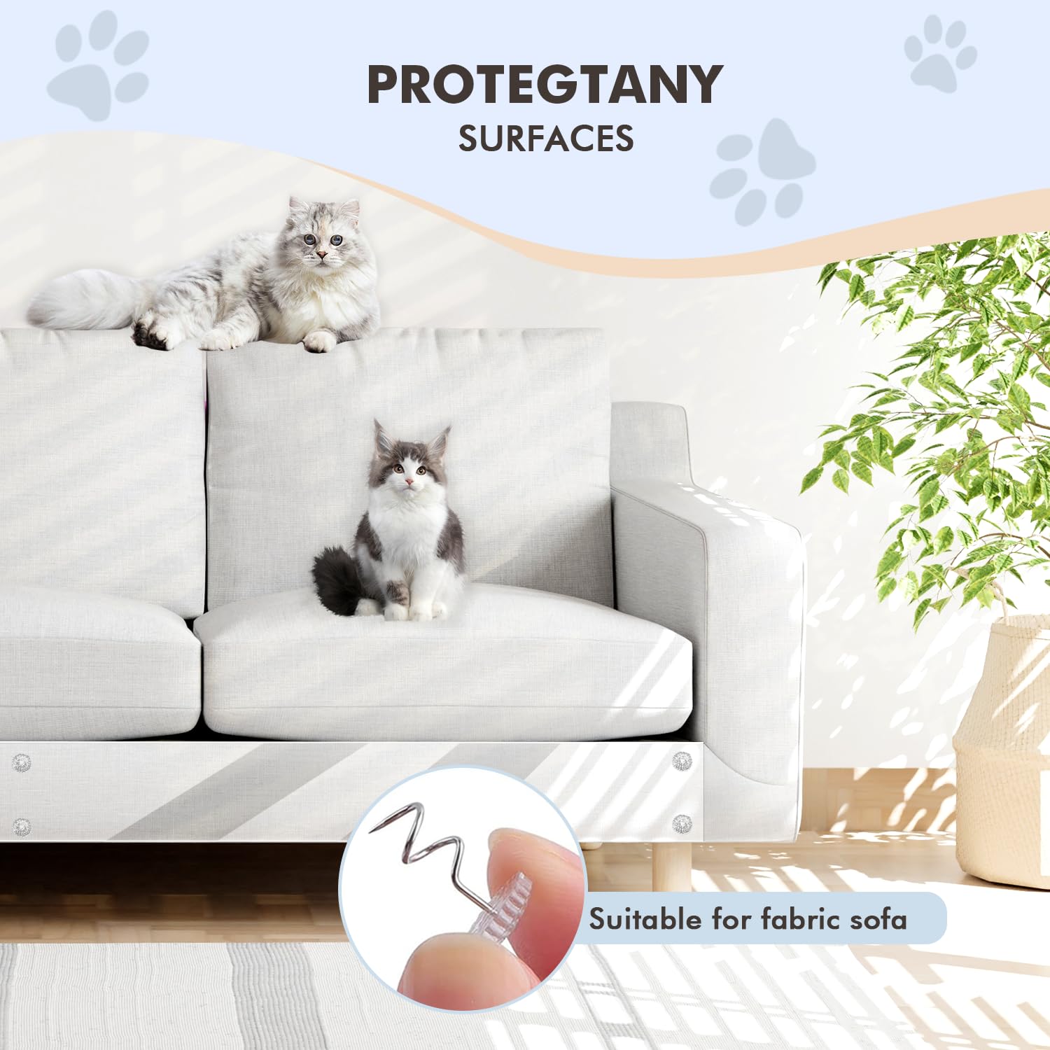 ETROBOT Pellicola antigraffio per gatti, 20CM*300CM Protezione antigraffio per gatt, Antigraffio gatto divano, Divano Gatti Graffi Protezioni per Divani, Sedie, Letti, e Vari Mobili, Paret