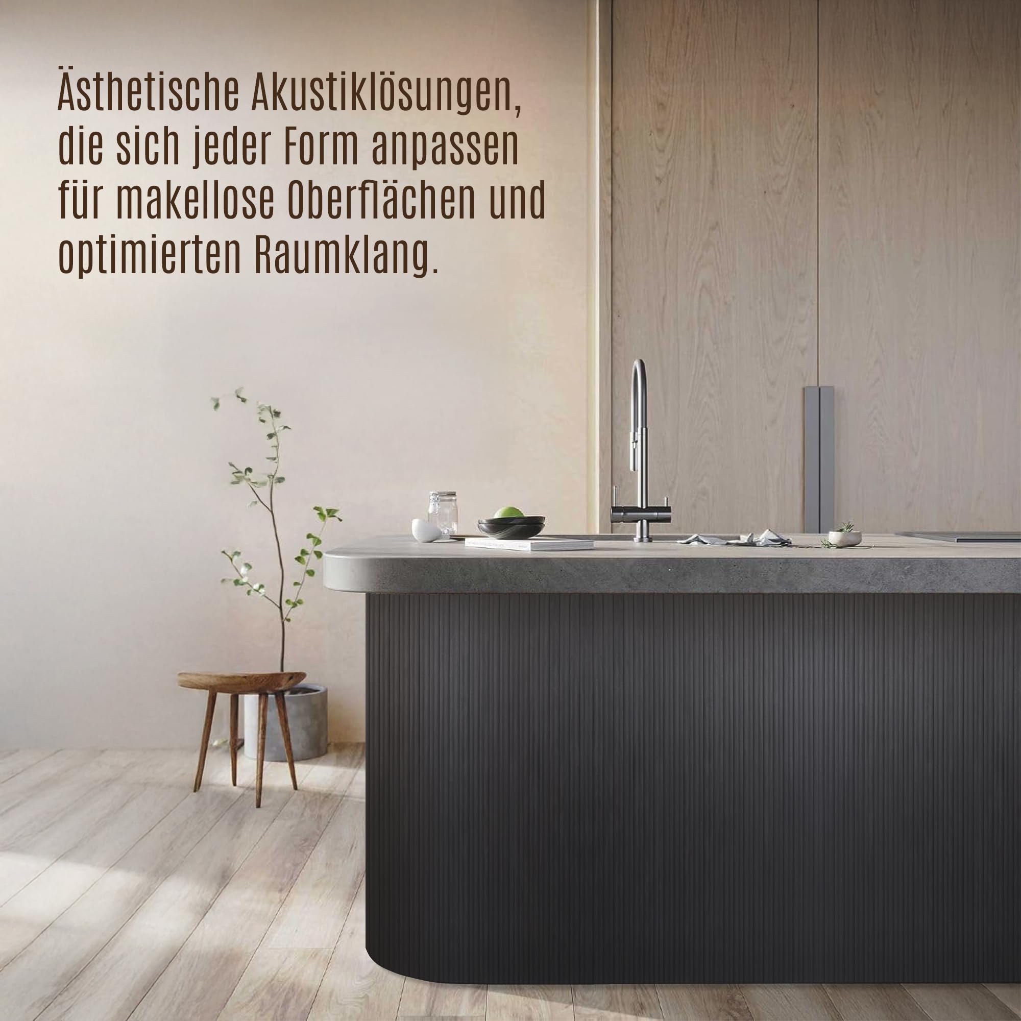Flexible Akustikpaneele – 120×60 cm (1 Stück) – Wellenprofil – Farbe Schwarze Eiche – Für flache & gebogene Flächen – Holzoptik