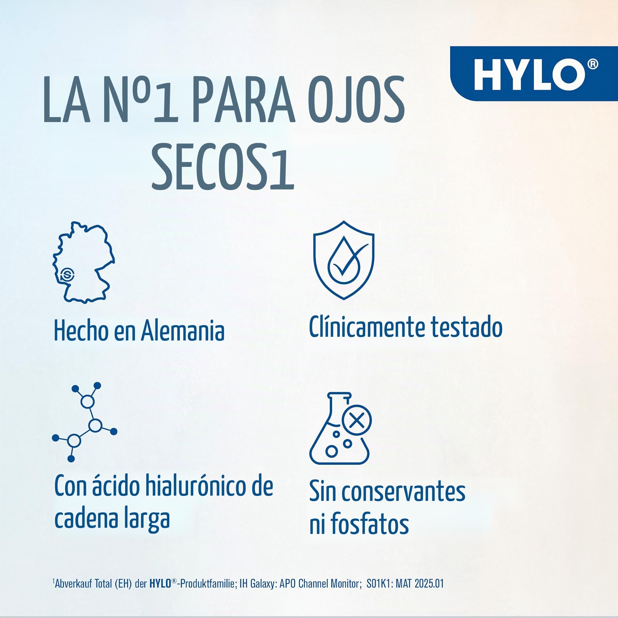 Hylo Comod Gotas para ojos secos, con ácido hialurónico, 2 unidades de 10 ml