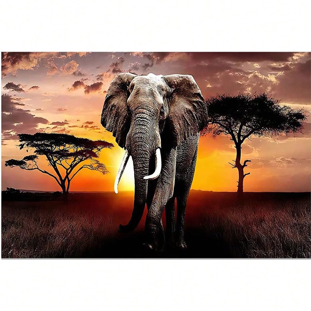 TZKBDMA Large Canvas Print Art Poster – Elephant Design, African Wildlife Artwork, Suitable for Wall Decor In Living Room, Bedroom(70x100cm/Without frame)