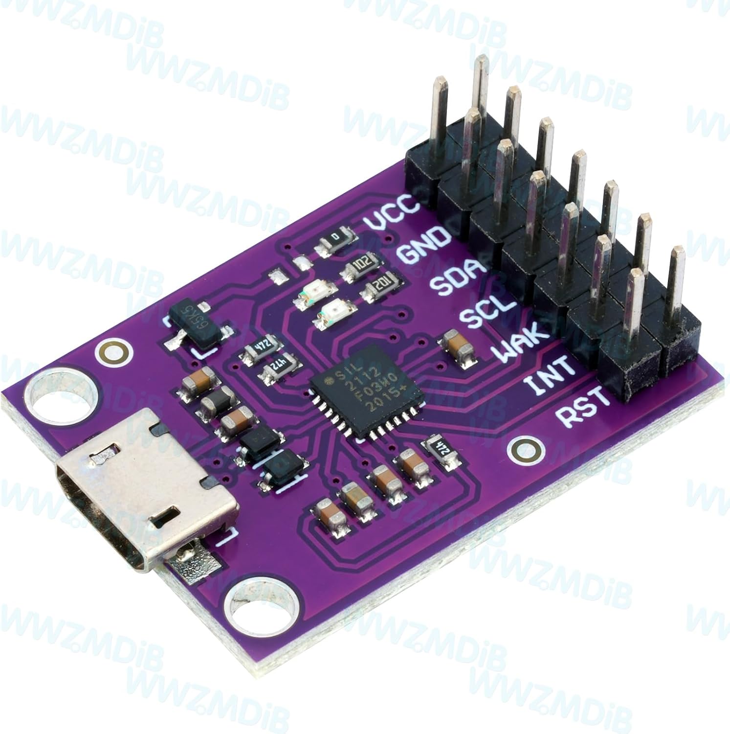WWZMDiB CP2112 Adapter with pin headers soldered and jumper wires connected
