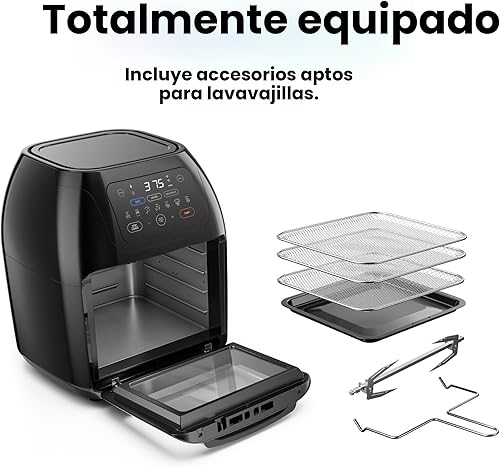 Miniatura 8 de Chefman - Freidora digital multifuncional  asador deshidratador horno de convección 17 preselecciones en pantalla táctil para freír asar deshidratar