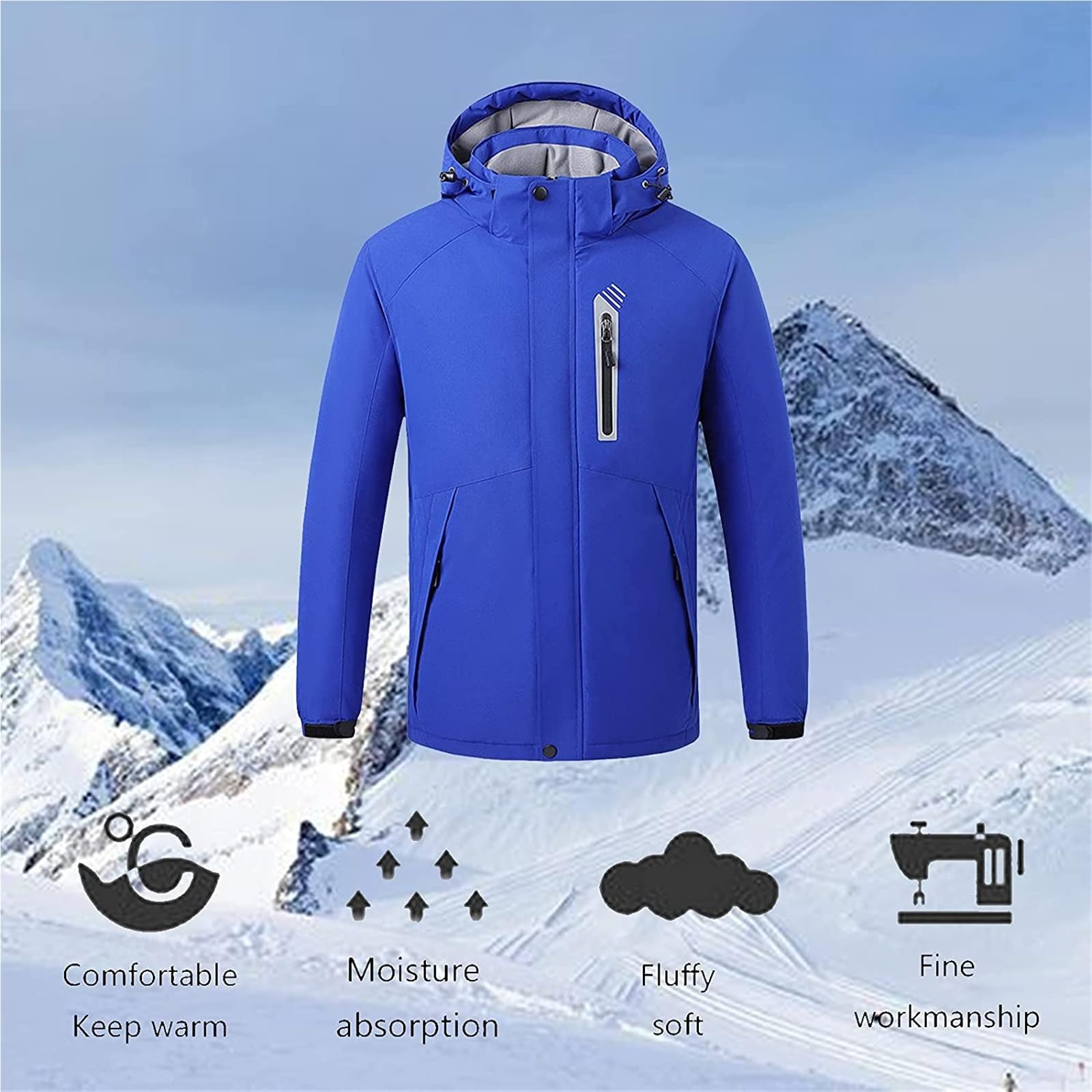 Kurtka elektryczna, ocieplane kurtki na zimno z folią grzewczą, płaszcz zimowy Softshell na zewnątrz (niebieski, 4XL-4XLarge)