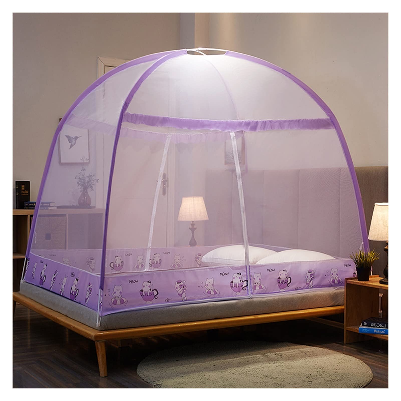Moustiquaire de lit pliable pour intérieur et extérieur violette