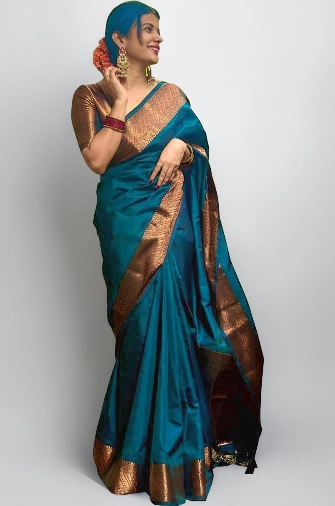 Women's Kanjivaram Soft Semi Silk Banarasi Sarees With Blouse Piece