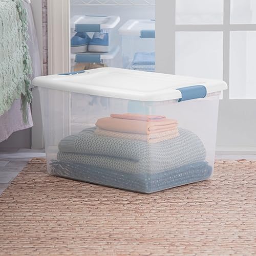 Vista 48 de Sterilite - Caja de almacenamiento de 6 cuartos de galón con tapa y pestillo, contenedor apilable de plástico para organizar zapatos en estantes