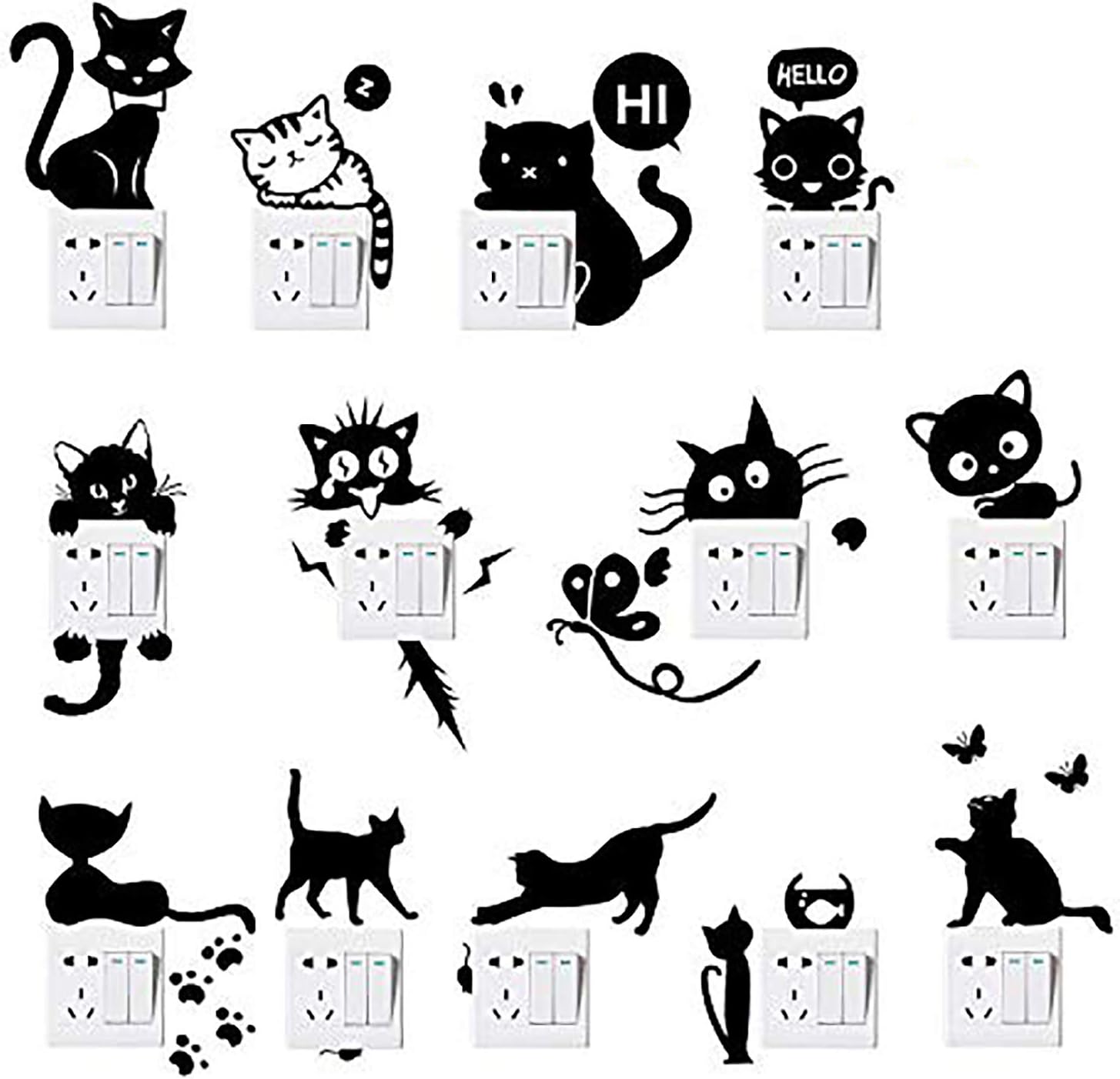 Foonii 13 x Creative Waterproof Removable PVC Wall Stickers Wall Art Wall Sticker, Cute Humorous Fashion (Black)