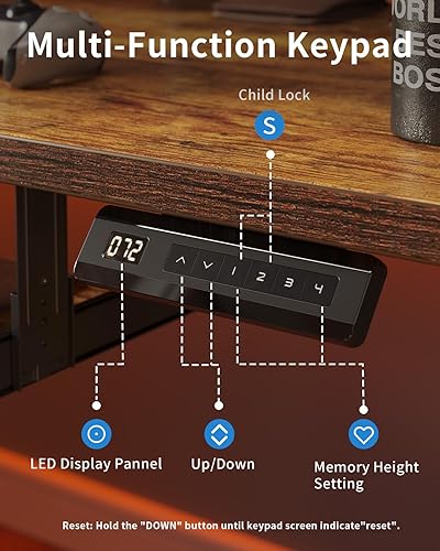Miniatura 49 de FEZIBO Escritorio de pie con bandeja para teclado, altura ajustable de 40 x 24 pulgadas, con ajustes preestablecidos de memoria para oficina en