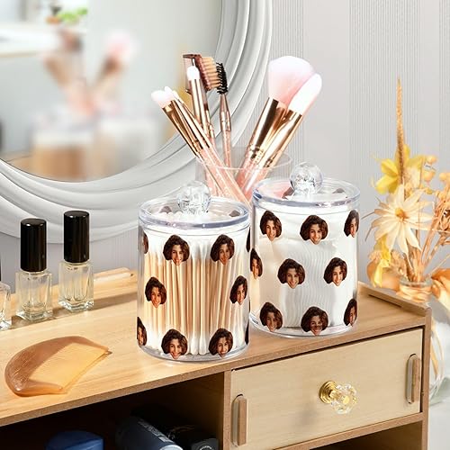 Miniatura 5 de Paquete de 2 dispensadores de soporte Qtip personalizados con tapas, contenedores de almacenamiento, recipientes de baño organizador para bolas de