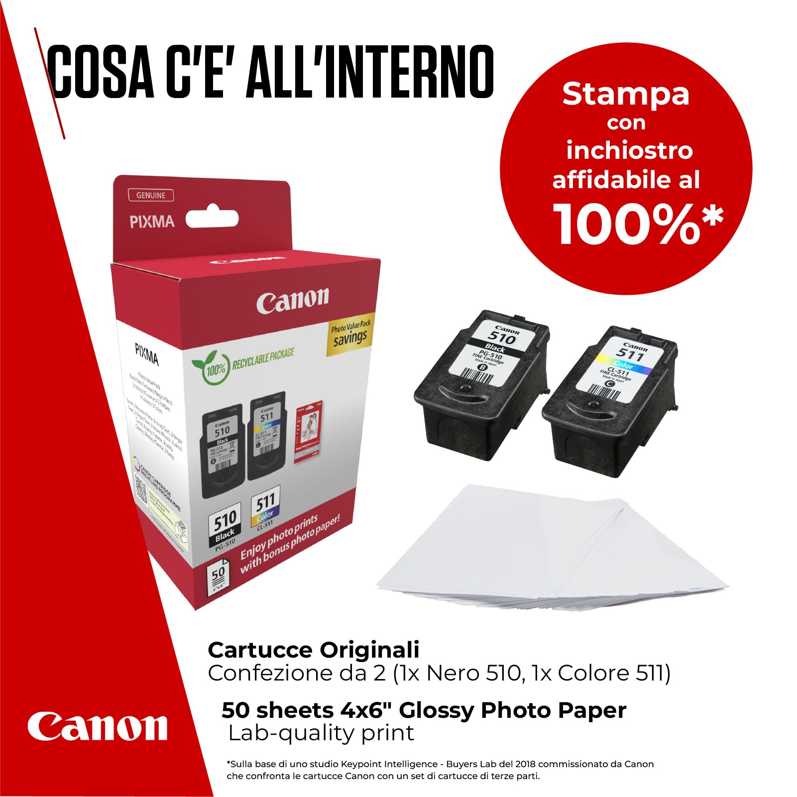 Canon Multipack Cartuccia & Carta Originali PG-510/CL-511 2 Cartucce 50 Fogli 4x6