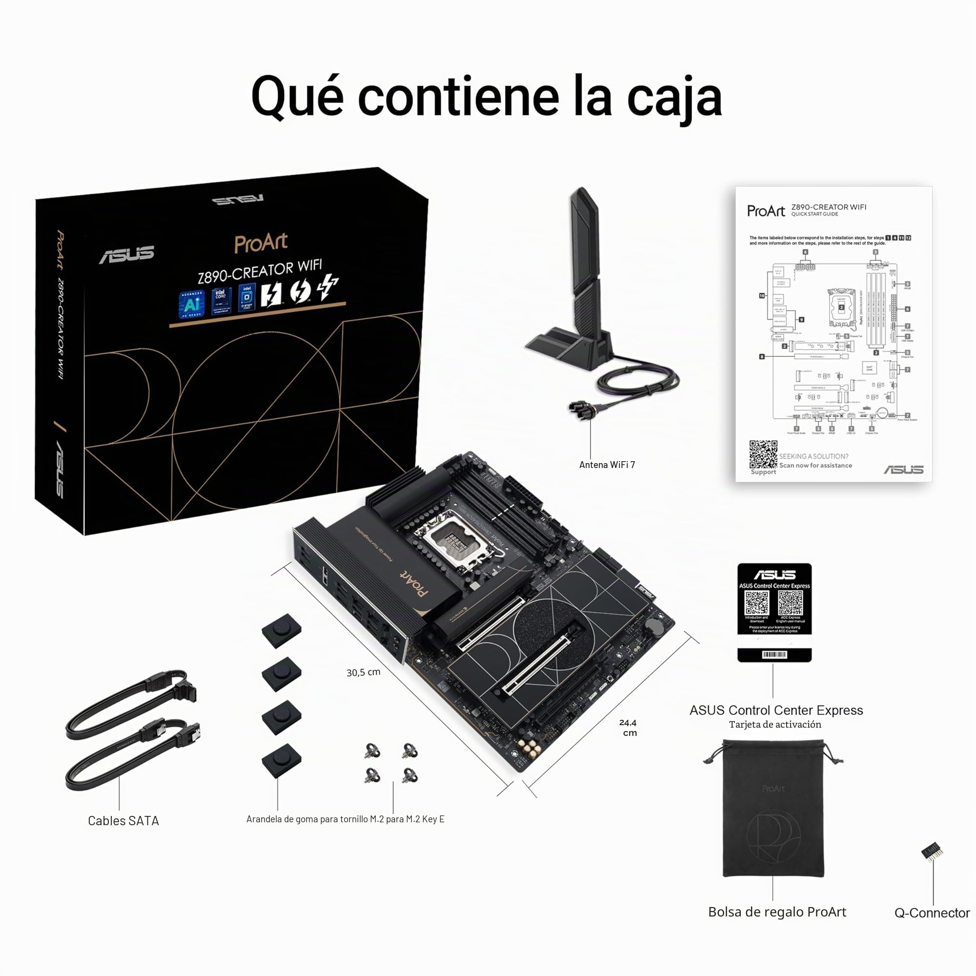 ASUS ProArt Z890-Creator WiFi - Placa Base ATX, 16+2+1+2 etapas de Potencia, PCIe 5.0 Compatible con GPU de última generación, Dos Thunderbolt 5 Tipo-C, LAN de 10 GB y 2,5 GB, WiFi 7, 5 Ranuras M.2