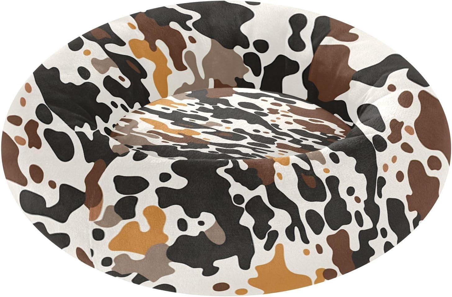 Dog Bed Ultra Soft Fluffy Comfortable Cat Bed, Cow Skin Texture Washable Dog Beds Anti-Slip Round Pet Beds for Medium Dogs