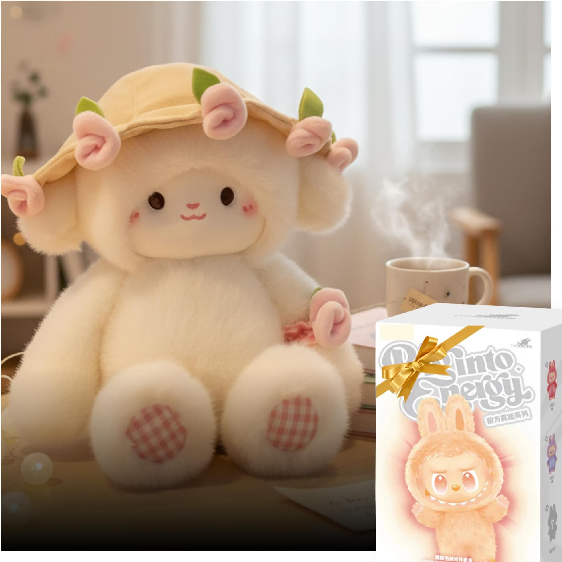 Flufies Plush Soft Toys for New Born Baby and Baby Boy - Soft and Easy Wash Plush - Huggable Plush Toys for Girls and Boys - Soft Toy for Home Dรฉcor (Bouquet Sheep and Monster Charm)