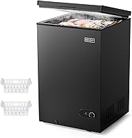 EUHOMY 3.5 Cu Ft Chest Freezer MCF-35H - Compact Quiet Mini Freezer with Removable Baskets, 7-Level Thermostat for Apartment Garage Dorm