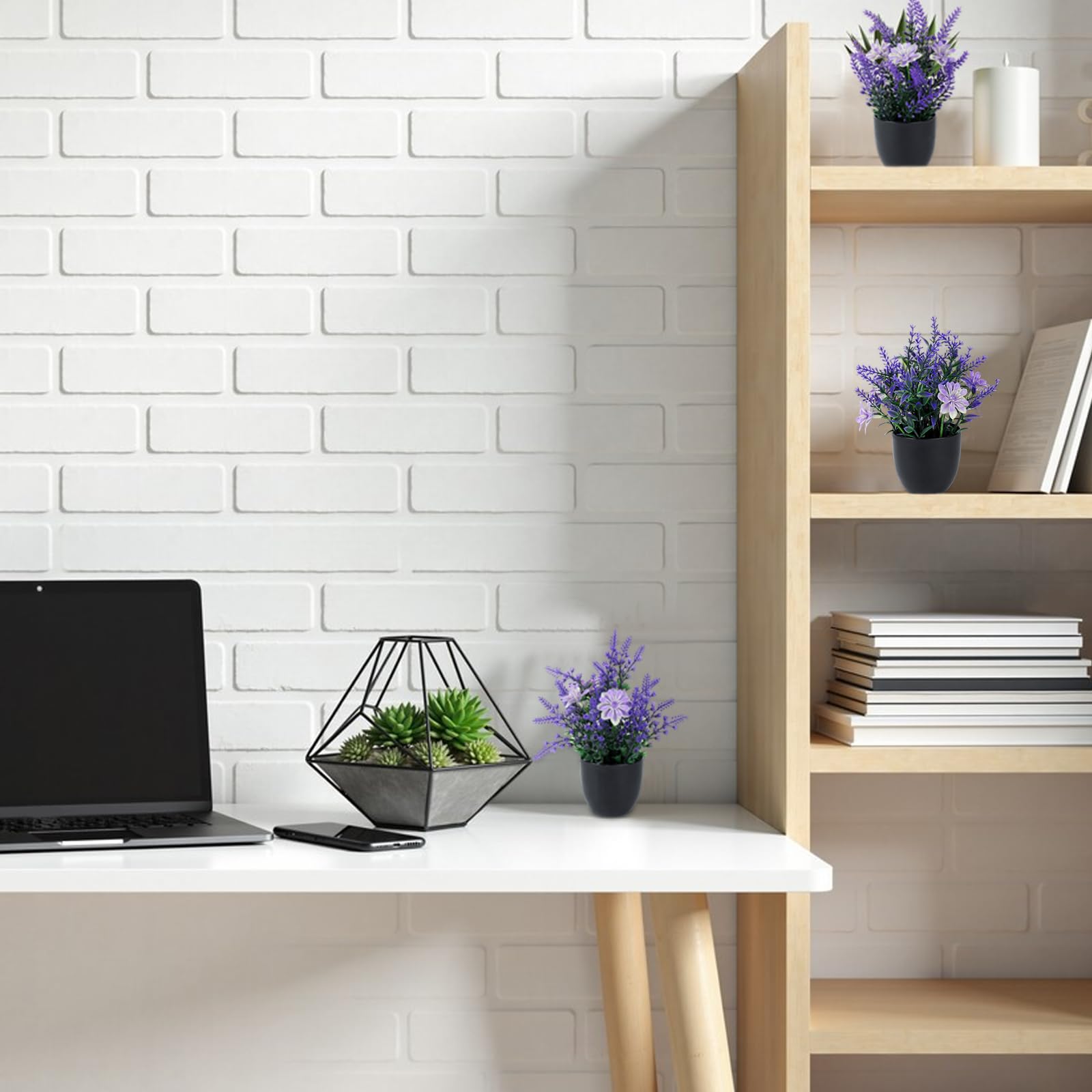 3 Pz Fiori Finti Che Sembrano Veri, Piante di Lavanda Fiori Artificiali, Lavanda Pianta Artificiali in Vaso per camera da letto, soggiorno, bagno, ufficio, davanzale, decorazione d'interni