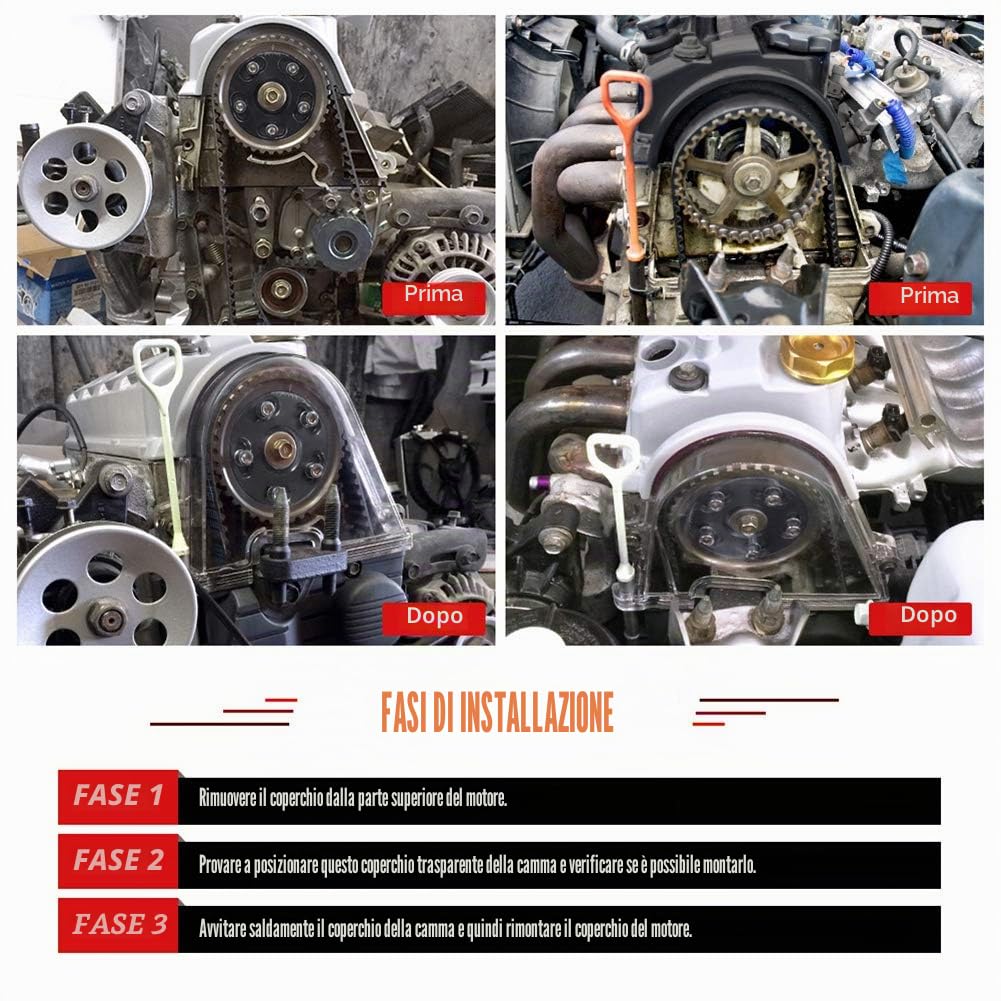 Coperchio della Distribuzione del Motore,Clear Cam Ingranaggi Coperchio della Distribuzione Puleggia Cinghia di Distribuzione Coperchio della Protezione Compatibile con Civic 96-00 EK EG D15 D16