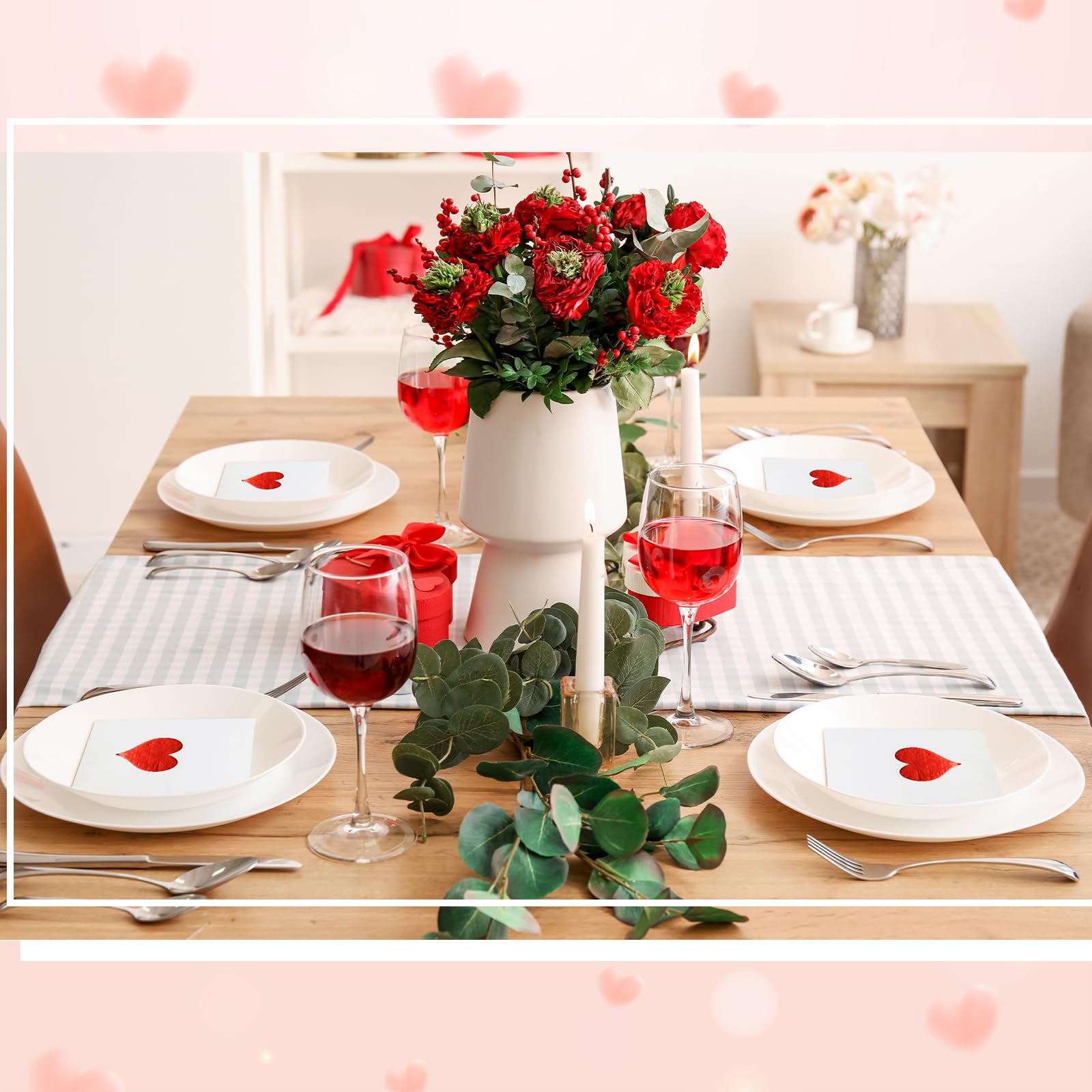 200 toallas de mano desechables de papel de aluminio rojo con corazón de amor, servilletas decorativas de papel para invitados para el día de San Valentín, fiesta, cocina, baño