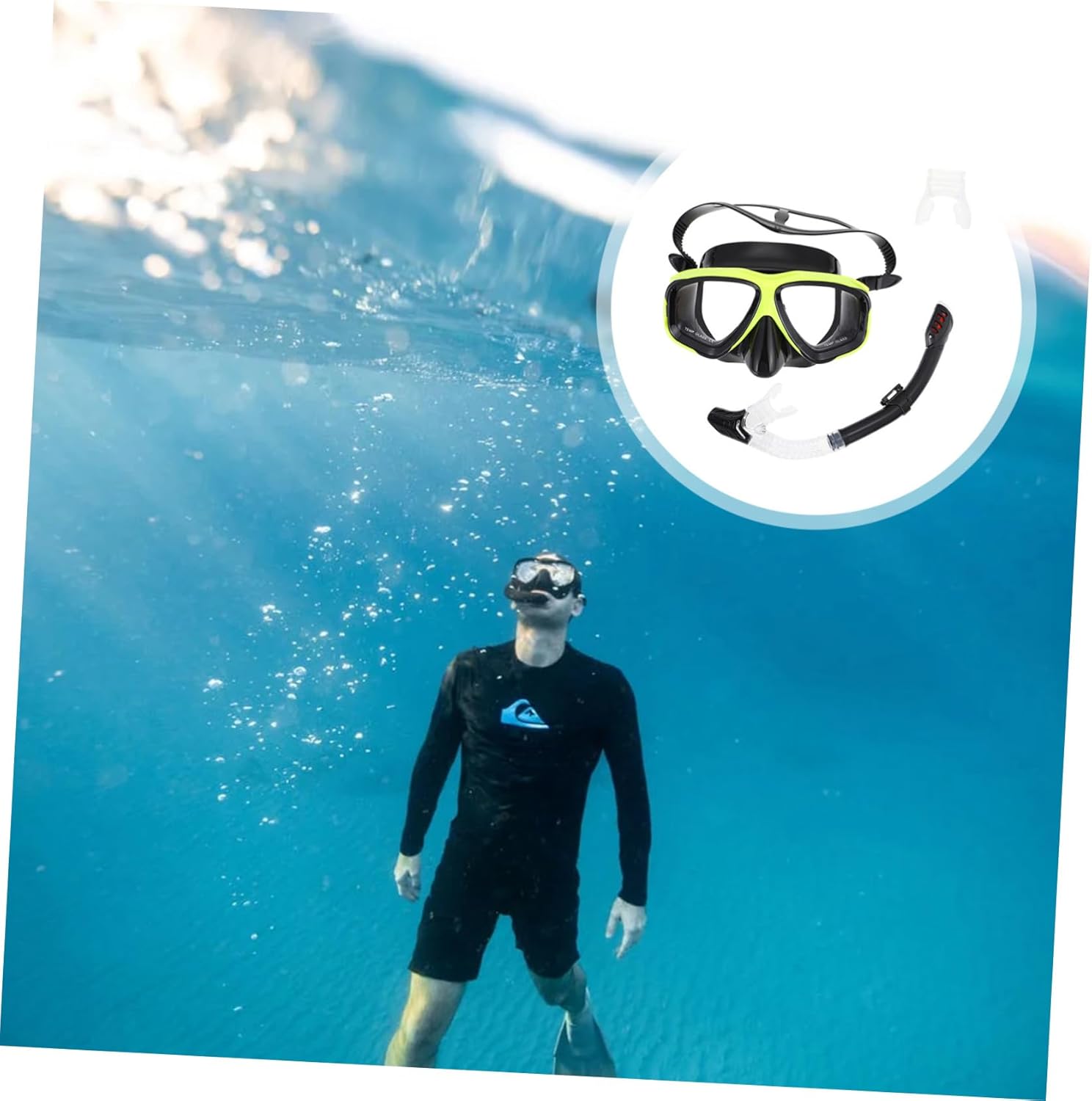 Snorkel Mask Snorkel Set Anti Leak Anti Fog Diving Mask with Waterproof Gear Bag for Adults (Black)