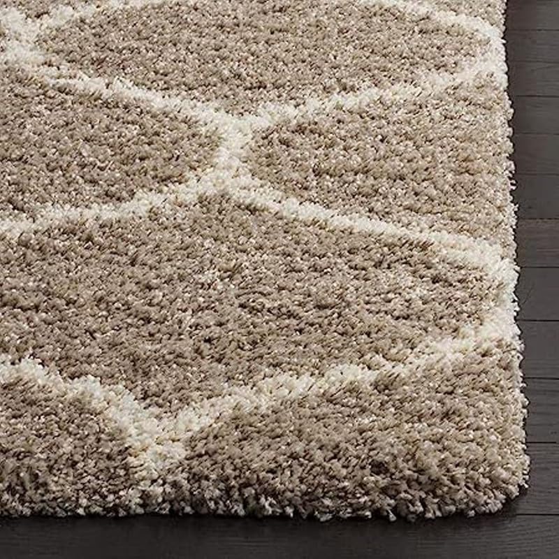 Image of Polyester Fluffy Fur Rugs & Modern Shaggy Floor Carpets for Living Room,Sofa Area,Hall,Kids Room,Guest Room | Elegent Bedside Runners for Besdroom(6X8 Feet Beige Mandir)