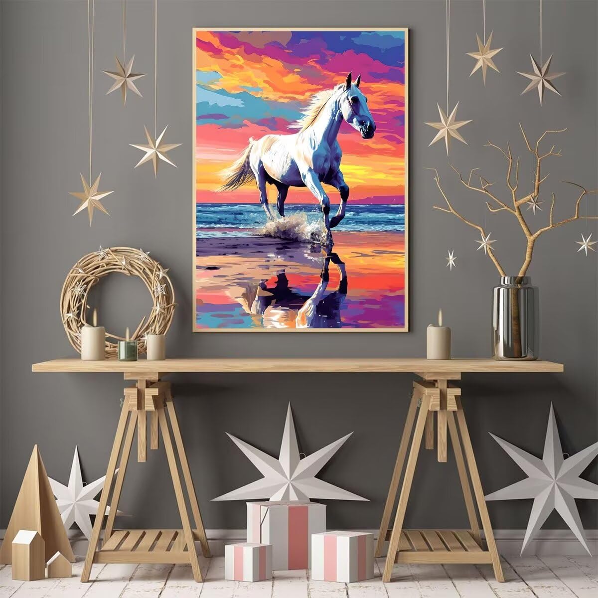 ABEUTY Pittura Fai Da Te Con Numeri - Quadro Testa Di Cavallo 50x40 Cm, Colori Acrilici E Pennelli Inclusi - 2