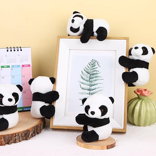 Miniatura 7 de 12 piezas de panda de peluche de panda de 4 pulgadas, soporte de cortina para notas, clips de fotos, lindo juguete de panda, juguete para niños,