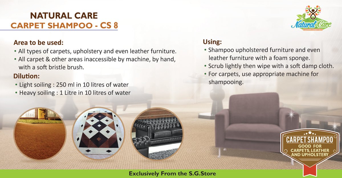 Natural Care Carpet and Upholstery Cleaner Shampoo Concentrate| Sofa Fabric Couch Cleaning Liquid for Remove Dirt, Spots & Stains from Carpet Rug, Leather Sofa & Car Upholstery. 5 Litre - Image 2 thumbnail