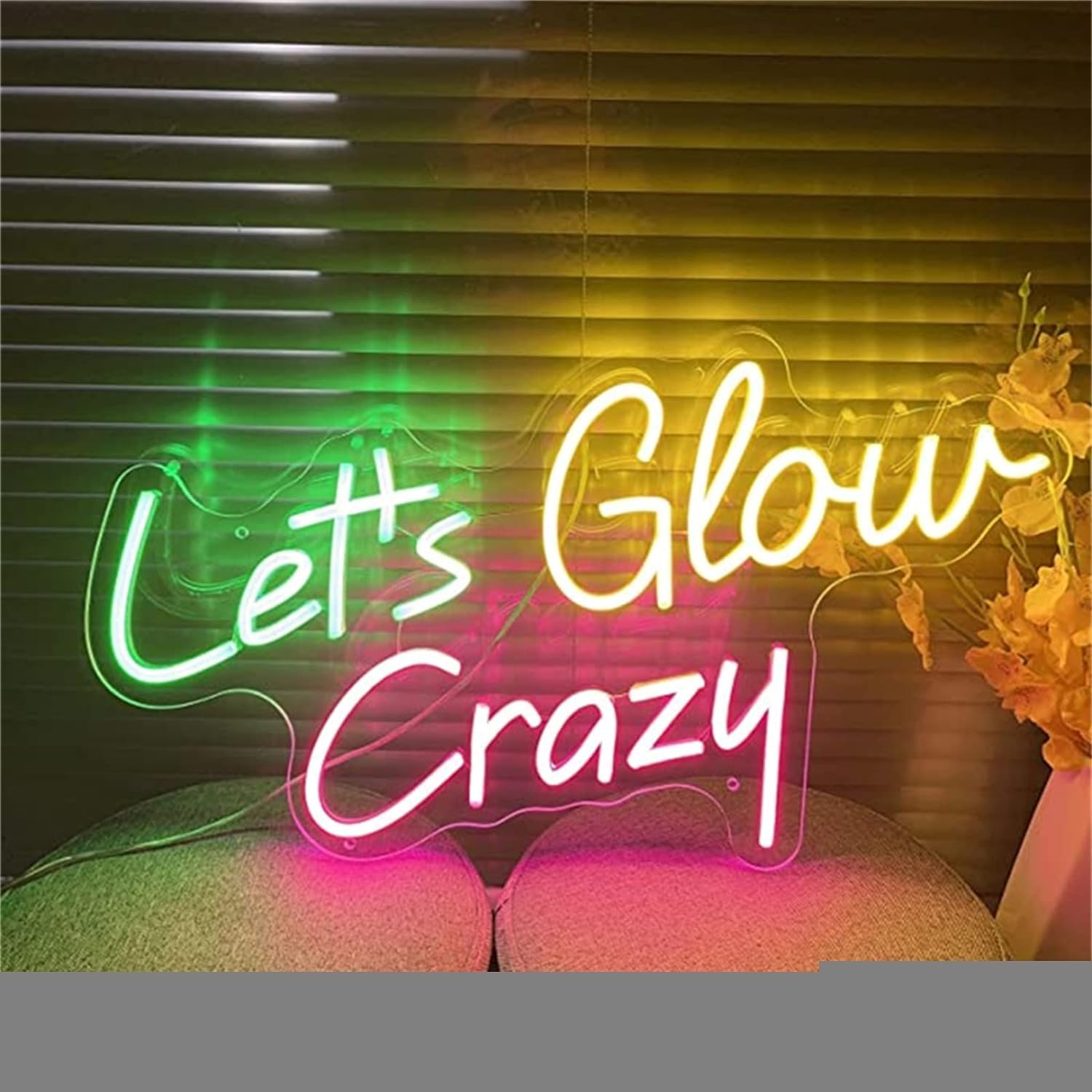 Akrylowy podświetlany napis Świecące diody LED szalone kolorowe neony LED, akrylowe neony USB do pokoju Club Party Decor, wiszący na ścianie szyld świetlny, 40X20cm Znak świetlny na ścianę domu