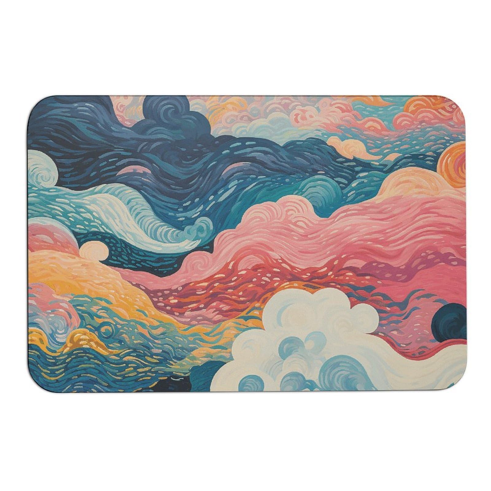 NTVOWPZO Many Swirl Stone Bath Mats Many Swirl Diatomaceous Earth Bath Mat Super Absorbent Bathroom Floor Mat Quick Drying Shower Mat for Shower Bathtub Bathroom Accessory