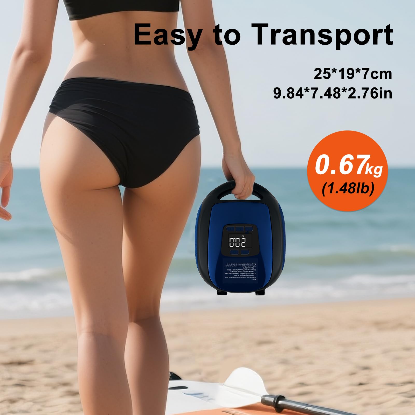Pompa elettrica per pagaia, 20 psi, gonfiaggio intelligente con spegnimento automatico, LCD regolabile digitale, pompa da 12 V con 5 ugelli per SUP e kayak gonfiabili