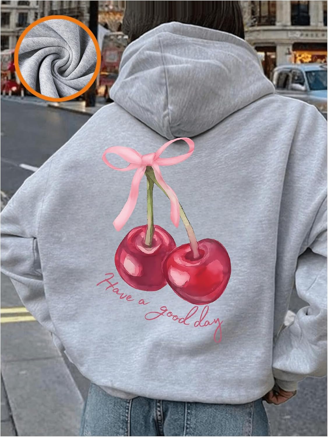 SweatyRocks Girl's Cherry Graphic Hoodie Long Sleeve Cute Hooded Sweatshirt Fall Outfits - Image 4