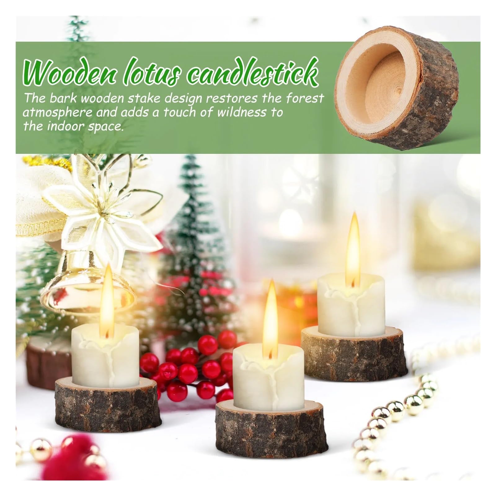 Portacandele in Legno per Matrimonio 24 porta tealight in legno rustico, ceppo di betulla, fette, centrotavola, decorazione for matrimonio, compleanno