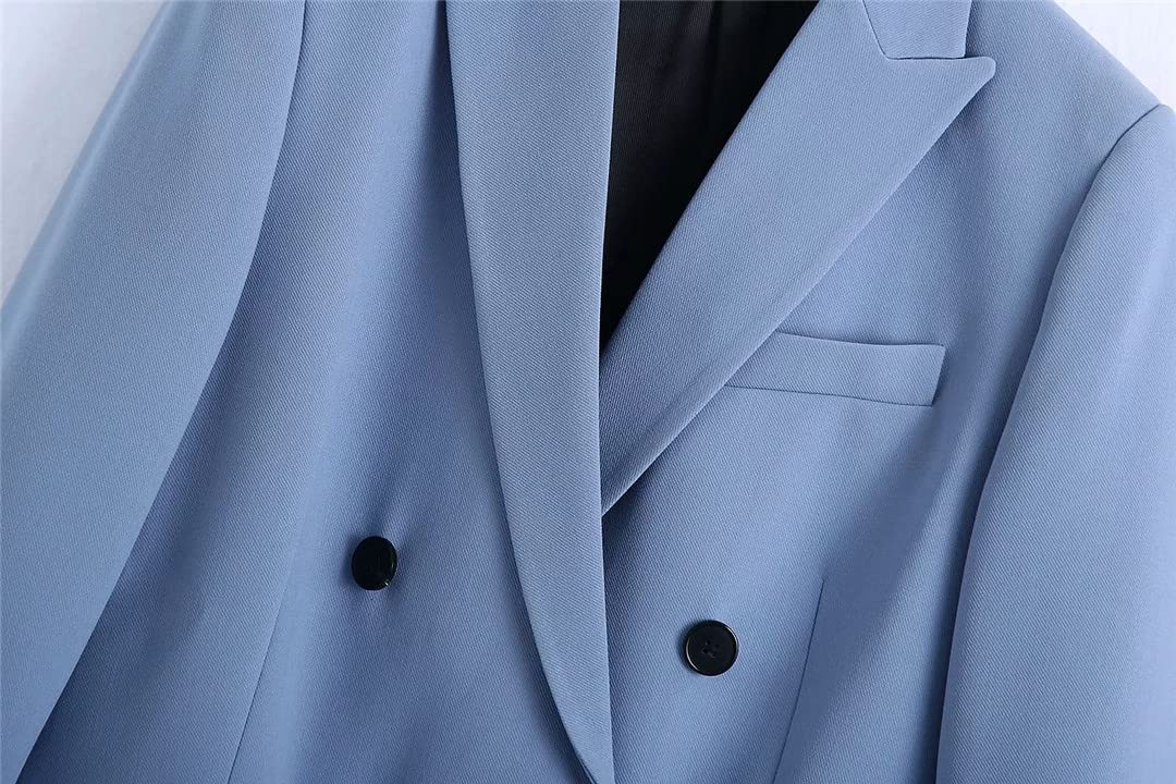 Set da donna a 2 pezzi con doppio petto e pantaloni con bottoni a risvolto a due pezzi