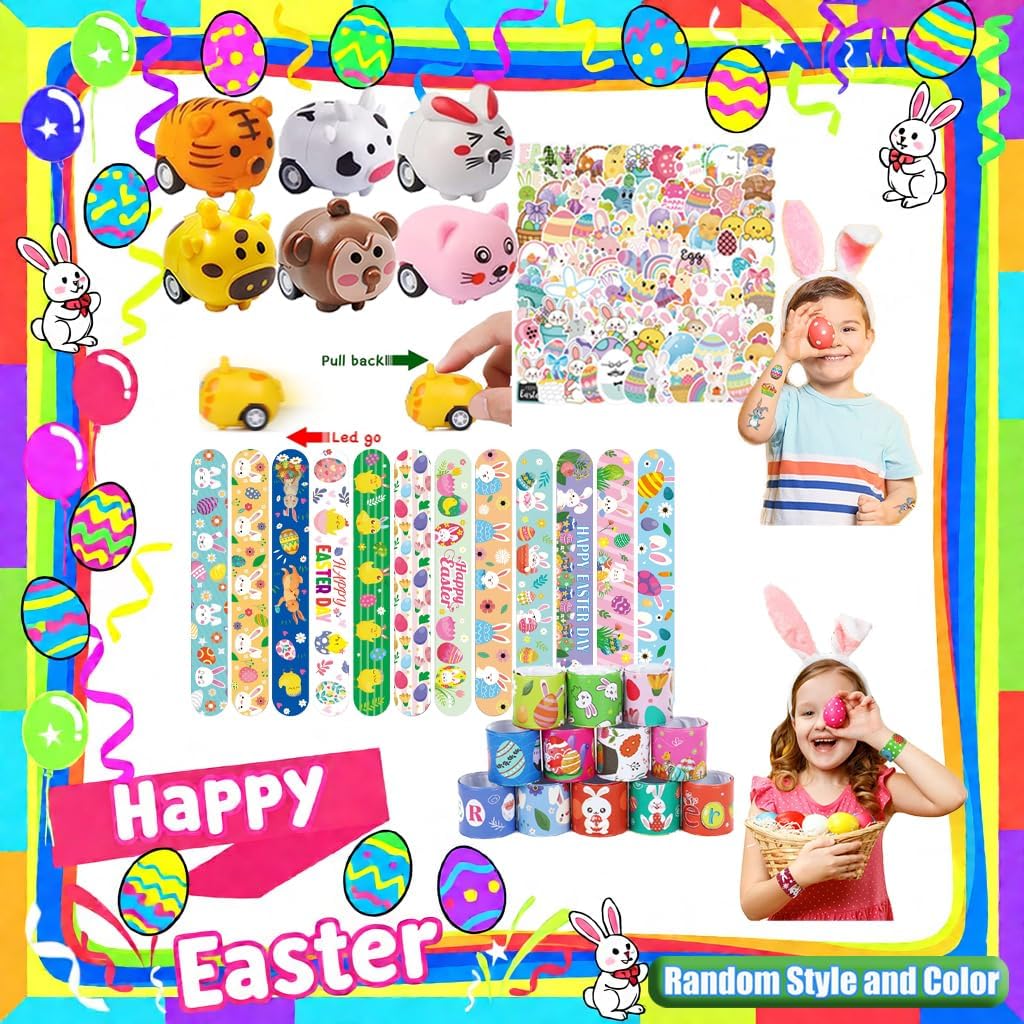 124 PCS Easter Egg Fillers, Easter Basket Stuffers, Easter Party Favors for Kids Boys Girls, Easter Egg Stuffers, Bulk Easter Toys, Easter Gifts, Pinata Goodie Bags Stuffers, Classroom Prizes