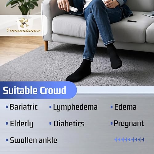 Miniatura 5 de Yomandamor Men's Diabetic Ankle Socks with Seamless Toe and Non-Binding Top,6 Pairs L Size(10-13)