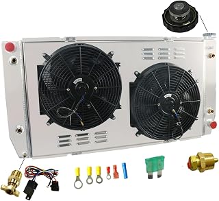 Aluminum Radiator for 1988-2000 Chevy GMC C3500 C2500 C3500HD K2500 K3500 Suburban V8 7.4L Pickup 3 Row Radiator Shroud Fan Relay Radiators