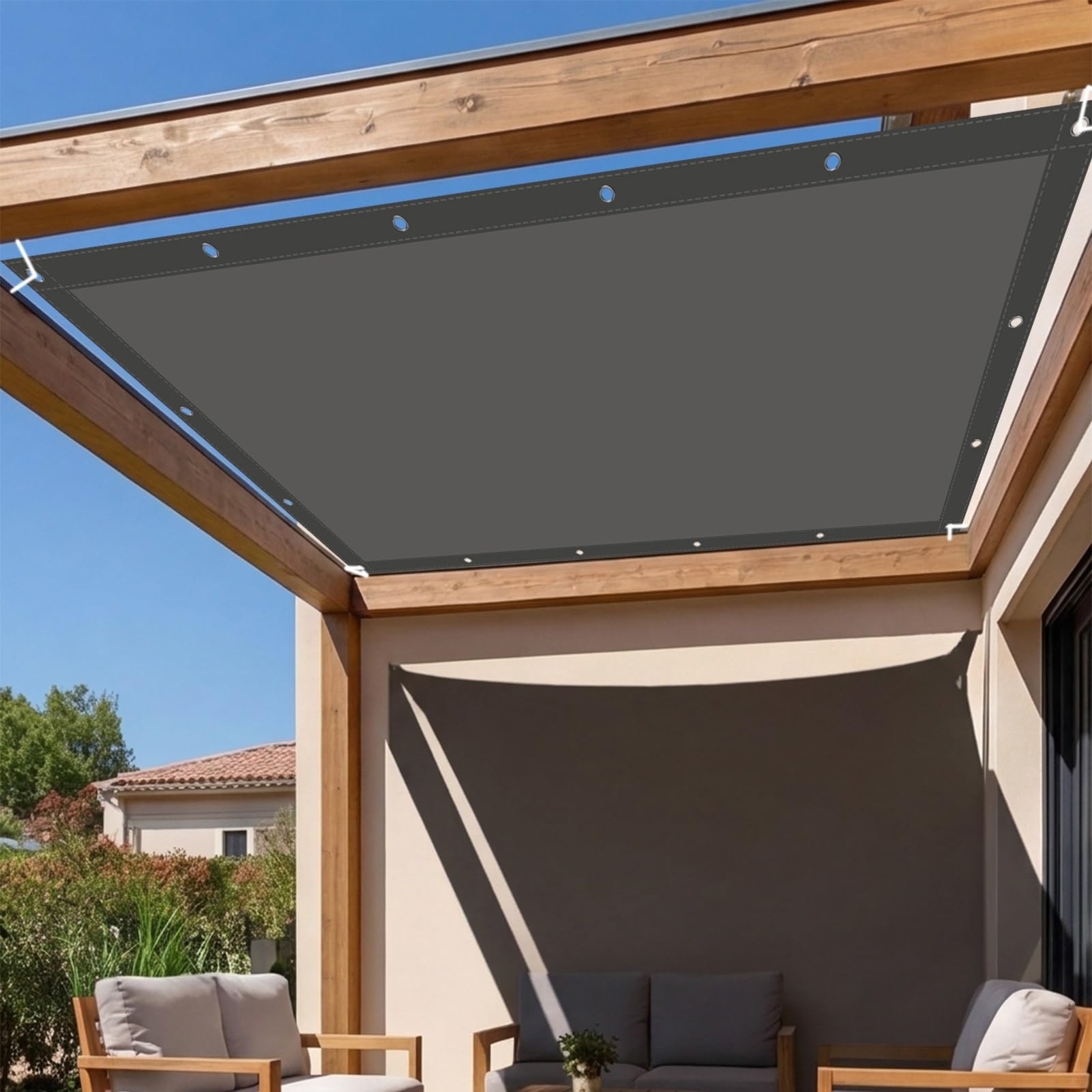 Voile ombrage imperméable 360 x 595 cm avec oeillets renforcés