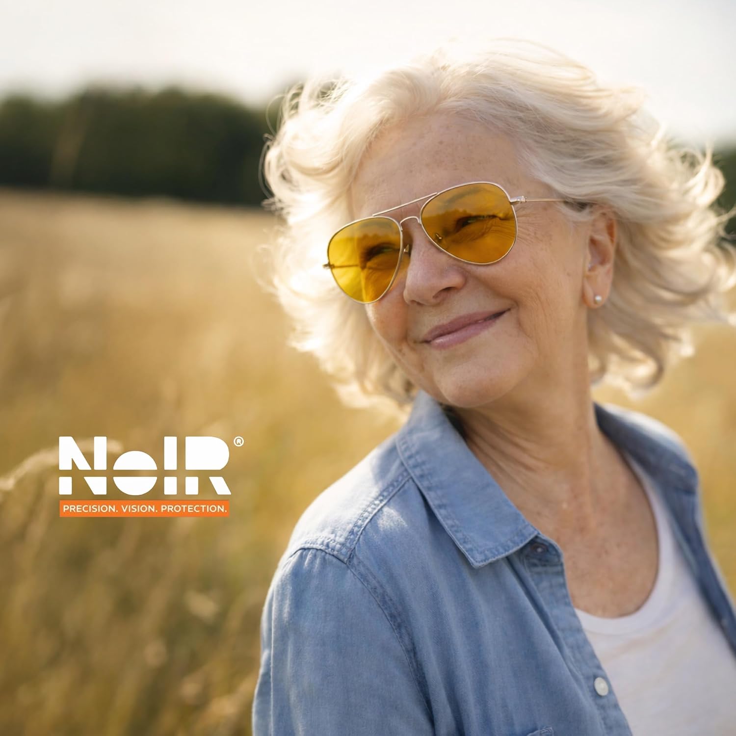 NoIR Blue Blocker Sunglasses, Lightweight Glasses with Full UV Protection, Wrap-around Design for Active Lifestyles, Macular Degeneration Relief, Low Vision and Everyday Use, 67_57
