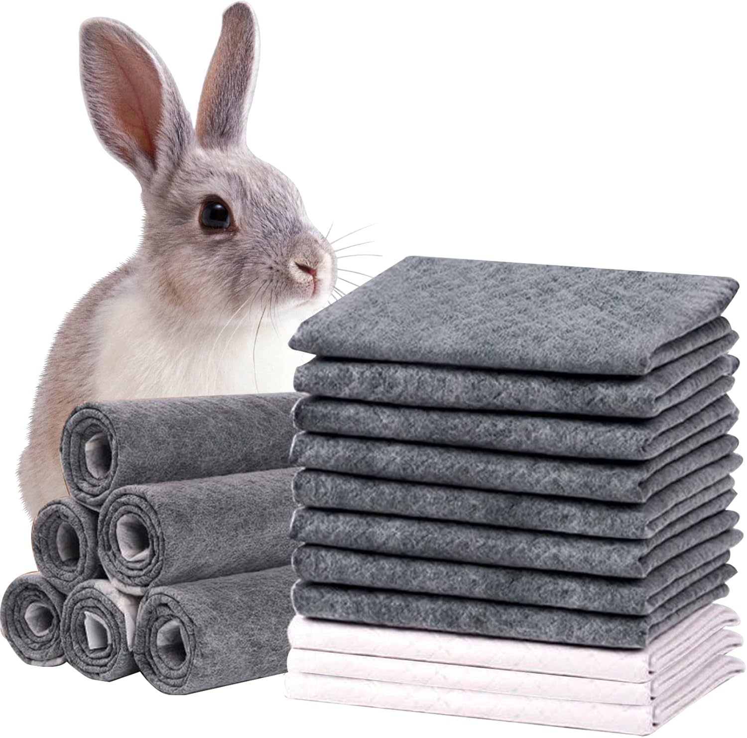 PINVNBY 50PCS Disposable Pet Pee Pads All-Absorb 23″ L x 17″ W Black Carbon Cage Liners Odor-Control Bunny Training Accessories with Quick-Dry Surface for Rabbits Guinea Pigs Hedgehogs Puppy