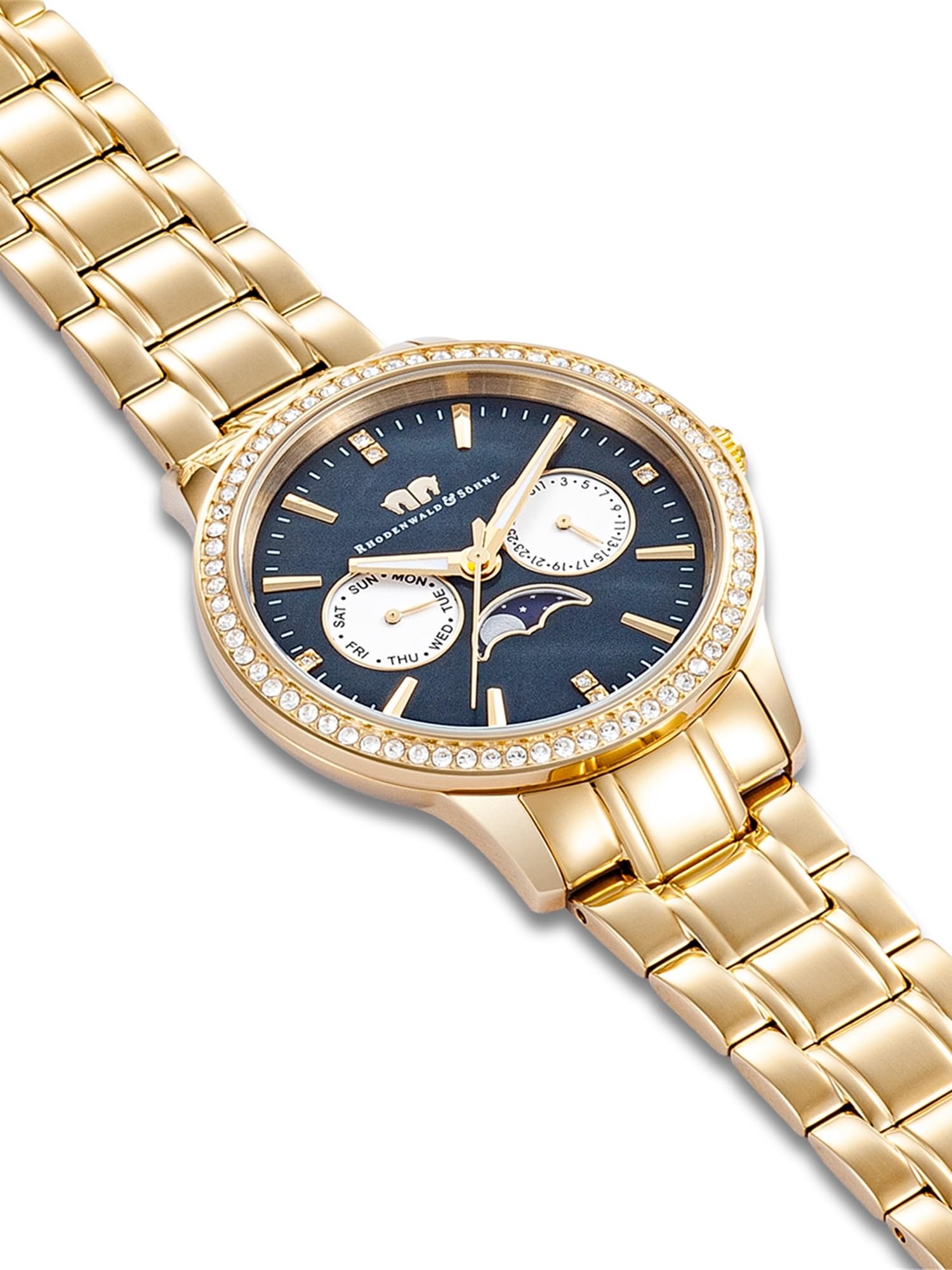 Rhodenwald & Söhne Damen Uhr Edelstahl gelbgold Quarzwerk 3 ATM