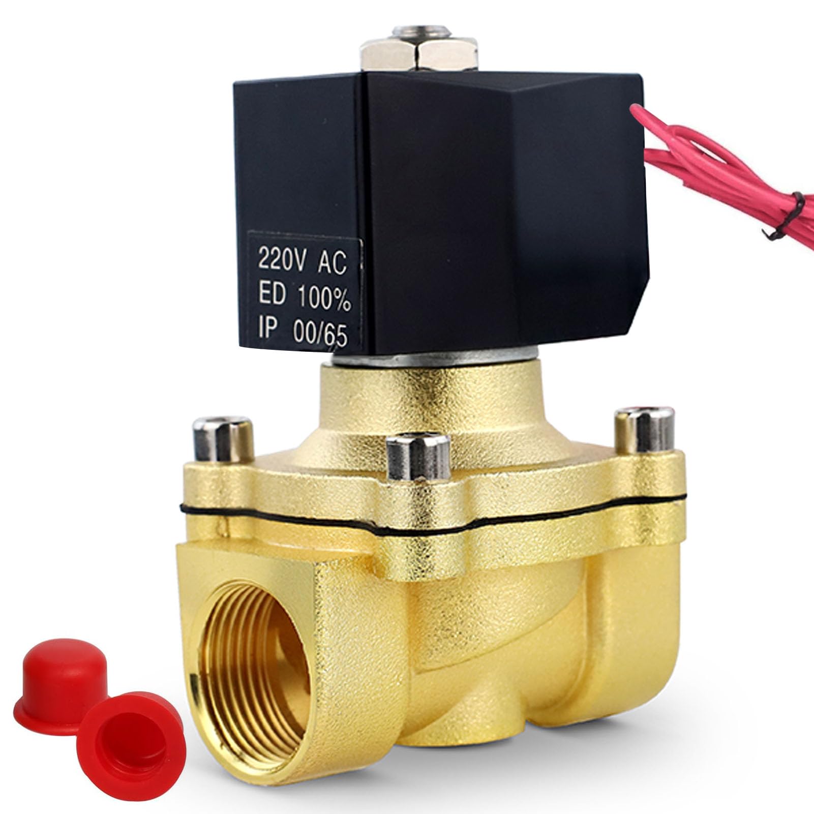 Elettrovalvola in ottone, 3/4", 220 V, AC, valvola elettromagnetica elettrica, valvola elettromagnetica, valvola a solenoidi, controllo diretto per acqua aria, resistente all'umidità