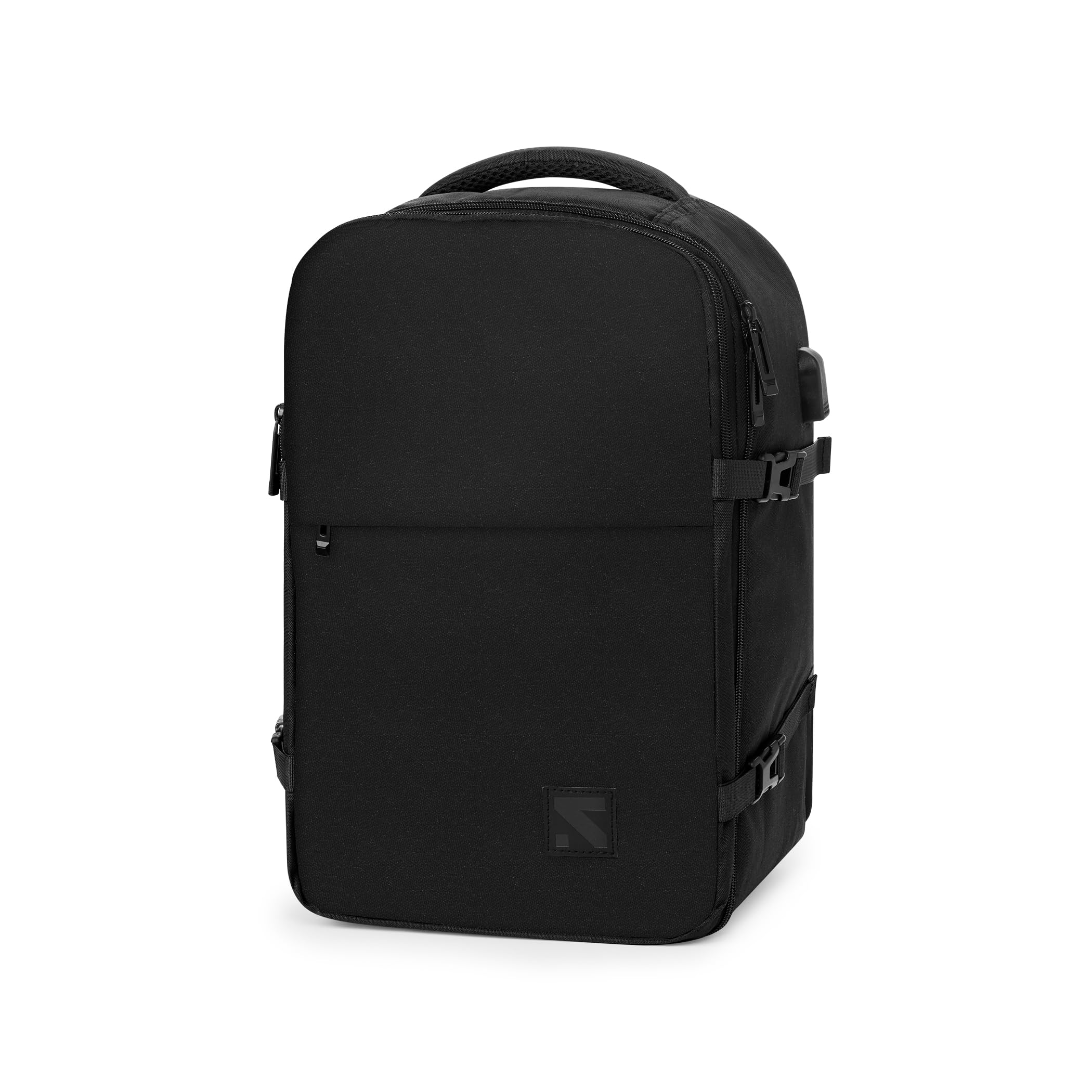 Snito Zaino Ryanair 40x20x25, Bagaglio a mano Ultraleggero con Porta USB per PC,Impermeabile e pieghevole,Zaino con Scomparto pc,Scarpe,Easyjet,Wizzair (BASIC, BLACK, 40 X20 X 25 CM)