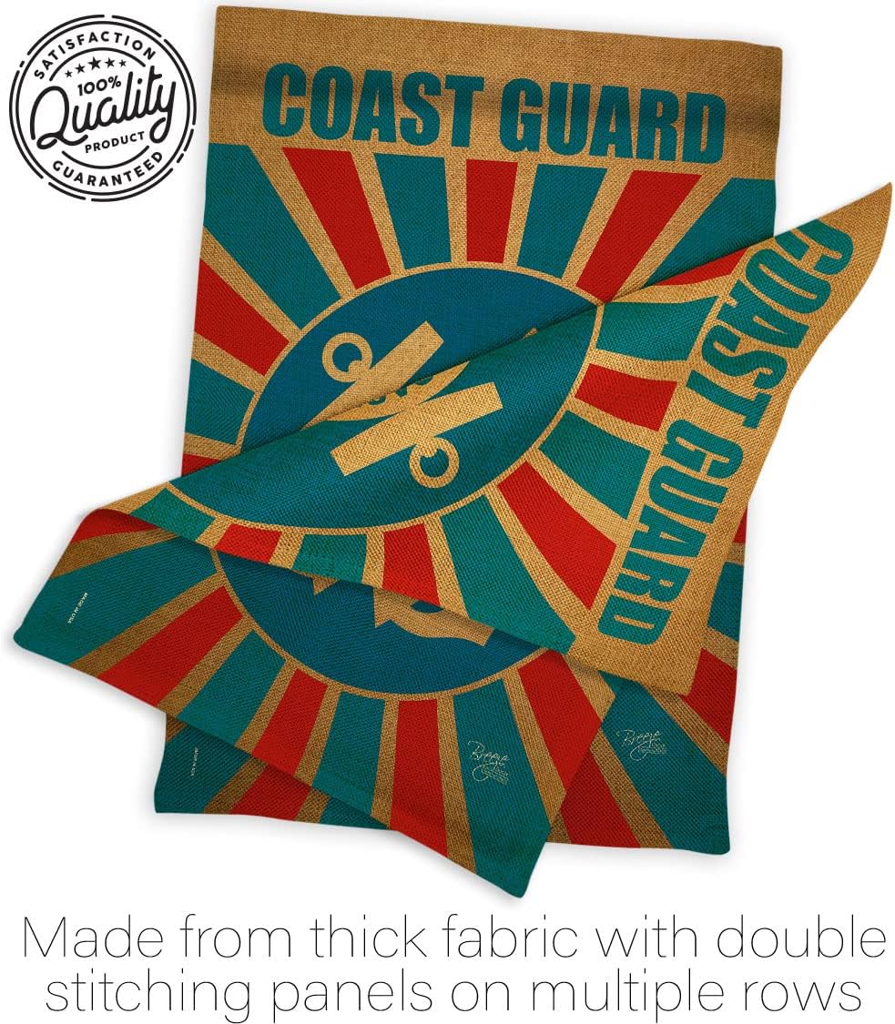 Coast Guard Burlap Garden Flag - Armed Forces USCG Semper Paratus United State American Military Veteran Retire Official - House Decoration Banner Small Yard Gift Double-Sided Made In USA 13 X 18.5
