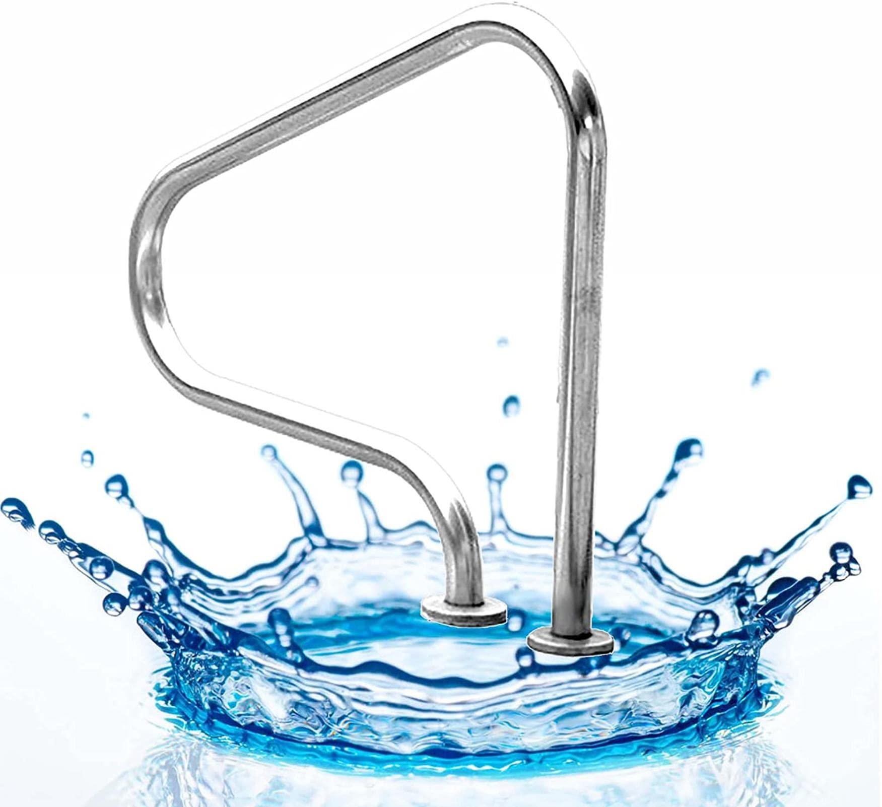 MSHGSKU Swimming Pool Safety Hand Rail Pool Handrail with Base Plate and Grip Cover, Swimming Pool Stair Rail for Inground Pool Entry 80X27X80cm (Thick 1mm) ()