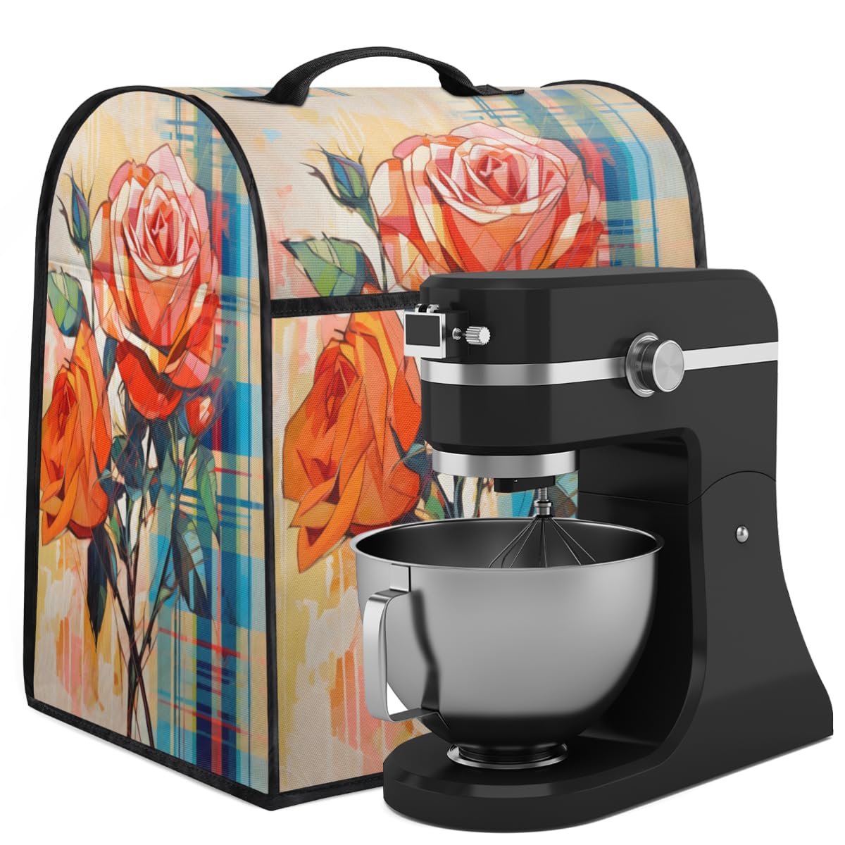Coffee Maker Cover Rose Flower Kitchen Appliance Covers Small Appliance Covers Blender Cover Juicer Cover Dust Covers for Kitchen Appliances with Top Handle and Pockets,Washable,C584