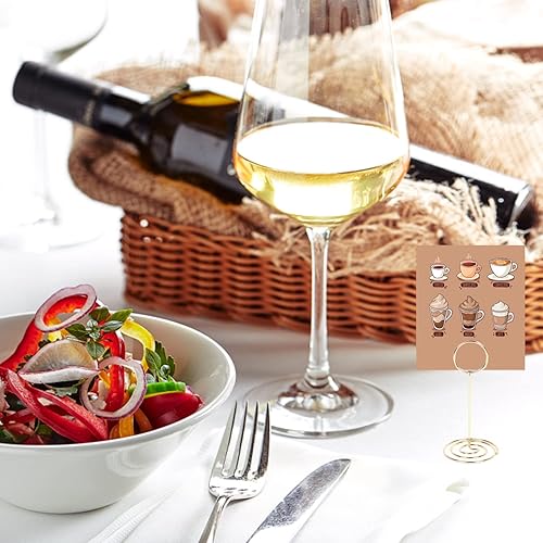 Miniatura 7 de KIMOBER 24 soportes para números de mesa, tarjetero de lugar redondo, soporte de notas de mesa, picas de fotos, clips de tarjetas para boda, fiesta