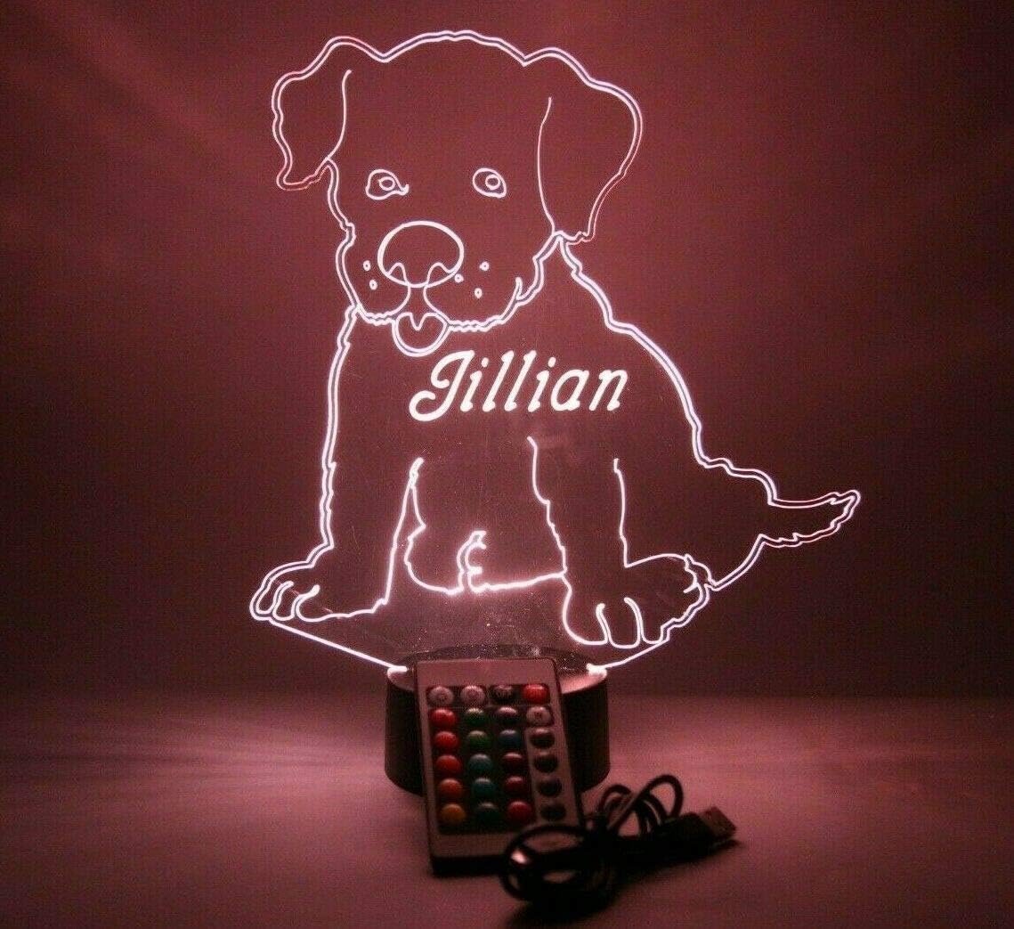 Cute Puppy Dog Light Up Lamp LED Personalized Desk Light Engraved Adorable Loving Pet Paws Friend Table Lamp, Christmas Birthday Holiday Gift - It's WOW, 16 Color Options With Remote, Free Engraved