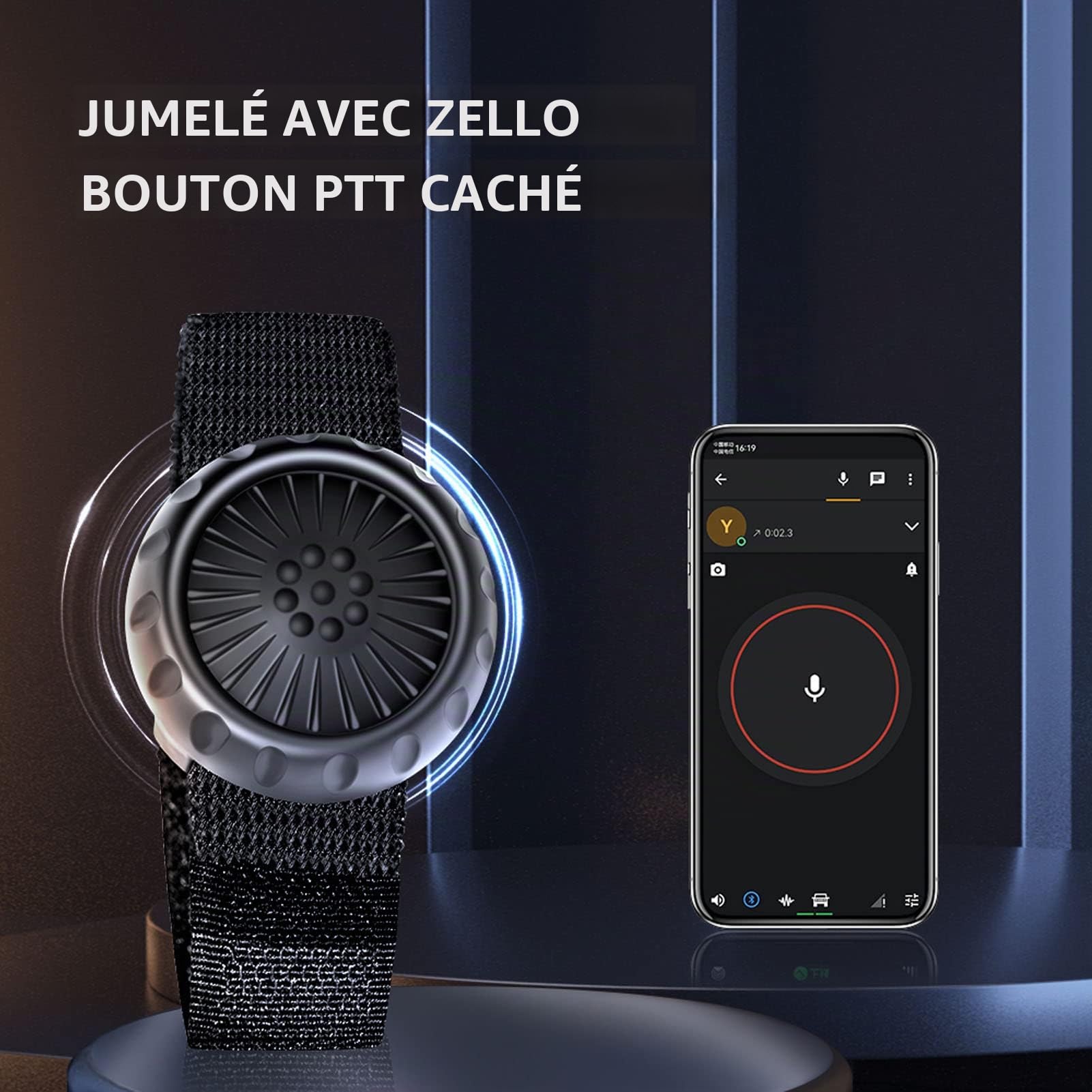 Bouton PTT sans Fil pour Zello, Commutateur PTT à Distance sans Fil Bluetooth 5.0 étanche IP67, Compatible avec iOS, Android